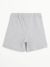 Load image into Gallery viewer, Campana Girls Simone Pack of Two Solid Cotton Terry Shorts - Grey Melange &amp; Purple
