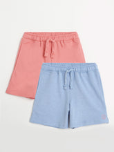 Load image into Gallery viewer, Campana Girls Simone Pack of Two Solid Cotton Terry Shorts - Pink &amp; Blue
