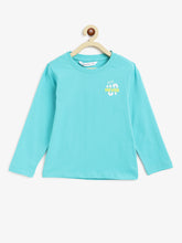 Load image into Gallery viewer, Campana Boys Luciano Conversational Print Full Sleeve T-Shirt - Turquoise

