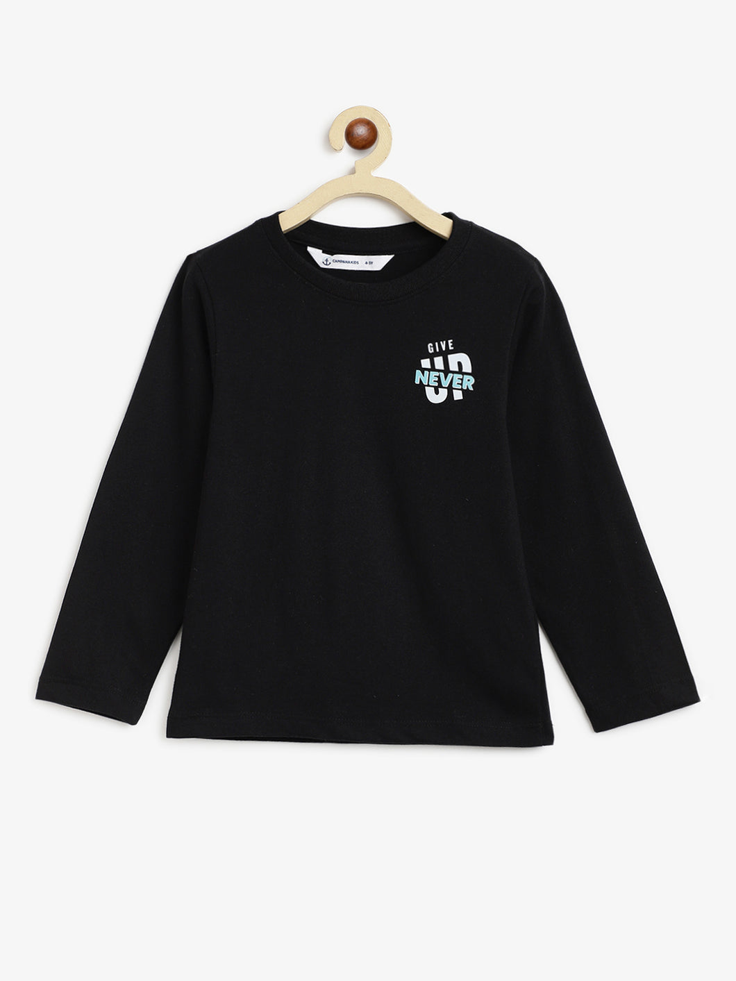 Campana Boys Luciano Conversational Print Full Sleeve T-Shirt - Black