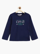 Load image into Gallery viewer, Campana Boys Luciano Conversational Print Full Sleeve T-Shirt - Navy Blue
