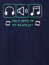 Load image into Gallery viewer, Campana Boys Luciano Conversational Print Full Sleeve T-Shirt - Navy Blue

