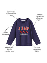 Load image into Gallery viewer, Campana Boys Pure Cotton Full Sleeves Jump Graphic &amp; Text Printed T-Shirt - Navy &amp; Red
