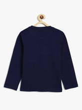 Load image into Gallery viewer, Campana Boys Pure Cotton Full Sleeves Go Further Print T-Shirt - Navy Blue
