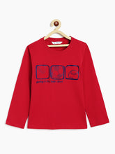 Load image into Gallery viewer, Campana Boys Pure Cotton Full Sleeves Best Shot Print T-Shirt - Red
