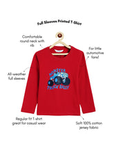 Load image into Gallery viewer, Campana Boys Pure Cotton Full Sleeves Monster Truck Print T-Shirt - Red
