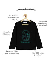 Load image into Gallery viewer, Campana Boys Pure Cotton Full Sleeves Lighthouse Print T-Shirt - Black
