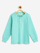 Load image into Gallery viewer, Campana Boys Alexander 100% Cotton Jersey Full Sleeves Solid Henley T-Shirt - Light Blue
