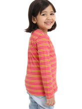 Load image into Gallery viewer, Campana Girls Lily Long Sleeves Striped T-Shirt - Peach &amp; Yellow

