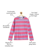 Load image into Gallery viewer, Campana Girls Lily Long Sleeves Striped T-Shirt - Purple &amp; Pink
