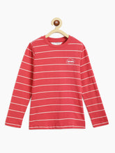 Load image into Gallery viewer, Campana Girls Lily Long Sleeves Striped T-Shirt - Coral Red &amp; Pink
