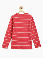 Load image into Gallery viewer, Campana Girls Lily Long Sleeves Striped T-Shirt - Coral Red &amp; Pink

