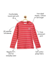 Load image into Gallery viewer, Campana Girls Lily Long Sleeves Striped T-Shirt - Coral Red &amp; Pink
