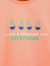 Load image into Gallery viewer, Campana Girls Pure Cotton Full Sleeves Solution Graphic &amp; Text Printed T-Shirt - Peach
