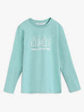 Load image into Gallery viewer, Campana Girls Skye Pack of 2 Full Sleeves T-shirts - Conversational Print - Lemon Yellow &amp; Ocean Blue
