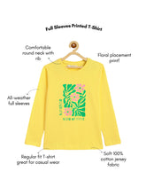 Load image into Gallery viewer, Campana Girls Pure Cotton Full Sleeves Floral Print T-Shirt - Light Yellow
