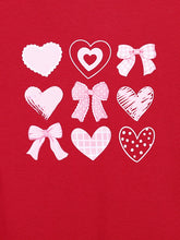 Load image into Gallery viewer, Campana Girls Pure Cotton Full Sleeves Bows &amp; Hearts Print T-Shirt - Red
