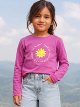 Load image into Gallery viewer, Campana Girls Pure Cotton Full Sleeves Happy Sun Print T-Shirt - Dark Pink
