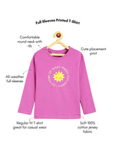 Load image into Gallery viewer, Campana Girls Pure Cotton Full Sleeves Happy Sun Print T-Shirt - Dark Pink
