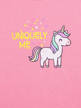 Load image into Gallery viewer, Campana Girls Pure Cotton Full Sleeves Unicorn Print T-Shirt - Light Pink
