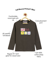 Load image into Gallery viewer, Campana Girls Pure Cotton Full Sleeves Little Things Print T-Shirt - Grey
