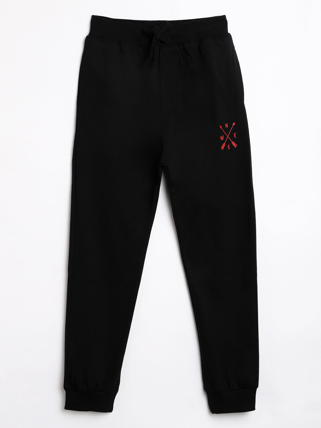Boys Blake 100% Cotton Jersey Joggers - Direction Print - Black