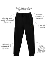 Load image into Gallery viewer, Boys Blake 100% Cotton Jersey Joggers - Direction Print - Black
