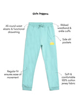 Load image into Gallery viewer, Campana Girls 100% Cotton Jersey Placement Print Joggers - Light Blue
