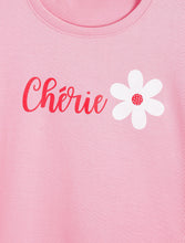 Load image into Gallery viewer, Campana Girls Zuri Drop Shoulder Half Sleeves Typography Printed T-Shirt - Pink
