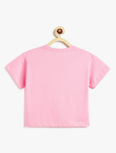 Load image into Gallery viewer, Campana Girls Zuri Drop Shoulder Half Sleeves Typography Printed T-Shirt - Pink
