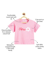 Load image into Gallery viewer, Campana Girls Zuri Drop Shoulder Half Sleeves Typography Printed T-Shirt - Pink
