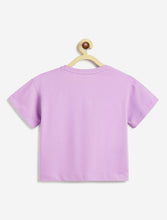 Load image into Gallery viewer, Campana Girls Zuri Drop Shoulder Half Sleeves Graphic Printed T-Shirt - Purple
