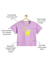 Load image into Gallery viewer, Campana Girls Zuri Drop Shoulder Half Sleeves Graphic Printed T-Shirt - Purple
