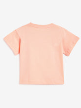 Load image into Gallery viewer, Campana Girls Zuri Pack of 2 Drop Shoulder Half Sleeves Printed Cotton T-shirts - Turquoise &amp; Peach
