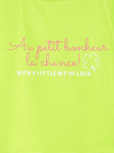 Load image into Gallery viewer, Campana Girls Zuri Pack of 2 Drop Shoulder Half Sleeves Printed Cotton T-shirts - Pink &amp; Lime Green
