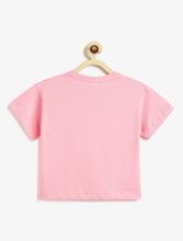 Load image into Gallery viewer, Campana Girls Zuri Pack of 2 Drop Shoulder Printed Cotton T-shirts - Pink &amp; Purple
