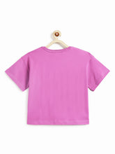 Load image into Gallery viewer, Campana Girls Pure Cotton Drop Shoulder Dream Print T-Shirt - Dark Pink
