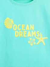 Load image into Gallery viewer, Campana Girls Pure Cotton Drop Shoulder Seashells Print T-Shirt - Aqua Blue
