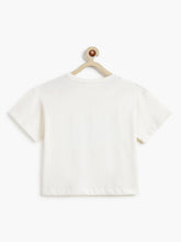 Load image into Gallery viewer, Campana Girls Pure Cotton Drop Shoulder Floral Print T-Shirt - White
