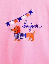 Load image into Gallery viewer, Campana Girls Pure Cotton Drop Shoulder Bonjour Print T-Shirt - Pink
