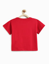 Load image into Gallery viewer, Campana Girls Pure Cotton Drop Shoulder Starfish Print T-Shirt - Red
