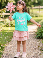 Load image into Gallery viewer, Campana Girls Pure Cotton Drop Shoulder Busy Me Print T-Shirt - Aqua Blue
