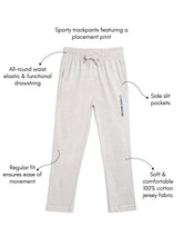 Load image into Gallery viewer, Campana Boys Andy 100% Cotton Jersey Track Pants - Keep Moving Print - Grey Melange
