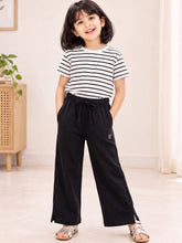 Load image into Gallery viewer, Campana Girls Venus Pure Cotton Wide Track Pants - Black
