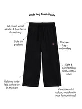 Load image into Gallery viewer, Campana Girls Venus Pure Cotton Wide Track Pants - Black
