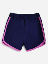 Load image into Gallery viewer, Campana Girls Pure Cotton Contrast Detail Solid Shorts - Navy Blue
