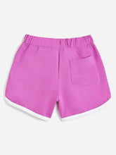 Load image into Gallery viewer, Campana Girls Pure Cotton Contrast Detail Solid Shorts - Dark Pink
