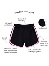 Load image into Gallery viewer, Campana Girls Pure Cotton Contrast Detail Solid Shorts - Black
