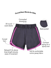 Load image into Gallery viewer, Campana Girls Pure Cotton Contrast Detail Solid Shorts - Smoky Grey
