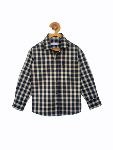 Campana Boys Full-Sleeves Check Shirt - Navy & Off-White (CK13220)